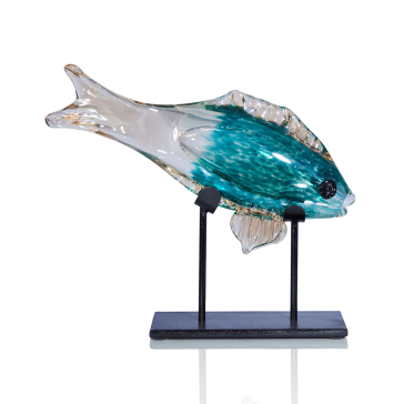 Стеклянная рыба на металлической подставке Spira